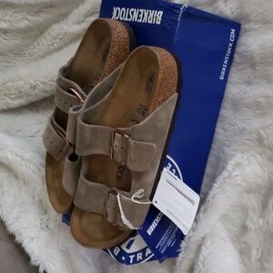 NWB Birkenstock, Double Buckle, Taupe Sandals